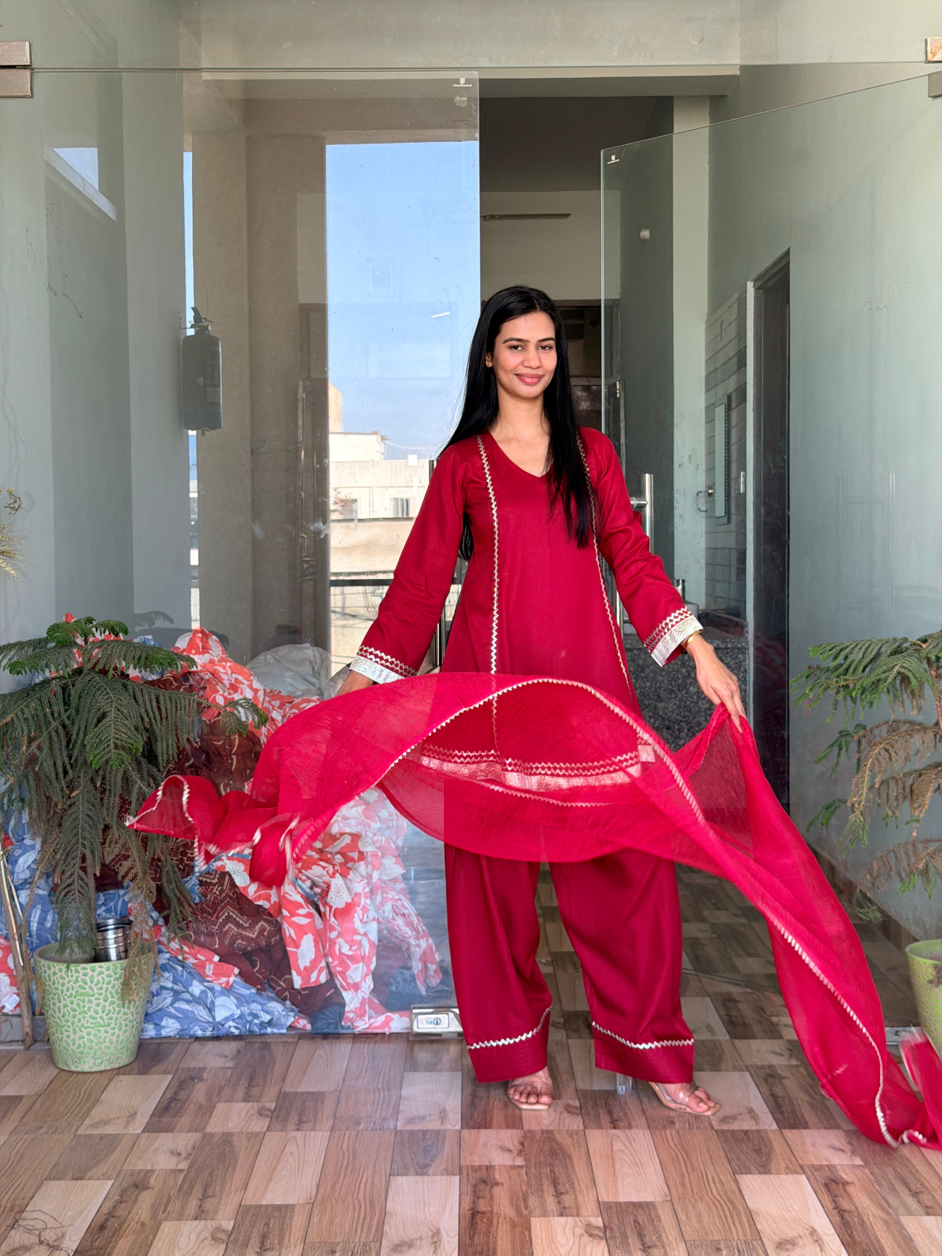 Women’s Festive Kurta with Farshi Salwar & Dupatta Set | Ethnic Suit Set | Traditional Pakistani Style Outfit for Wedding & Party Wear