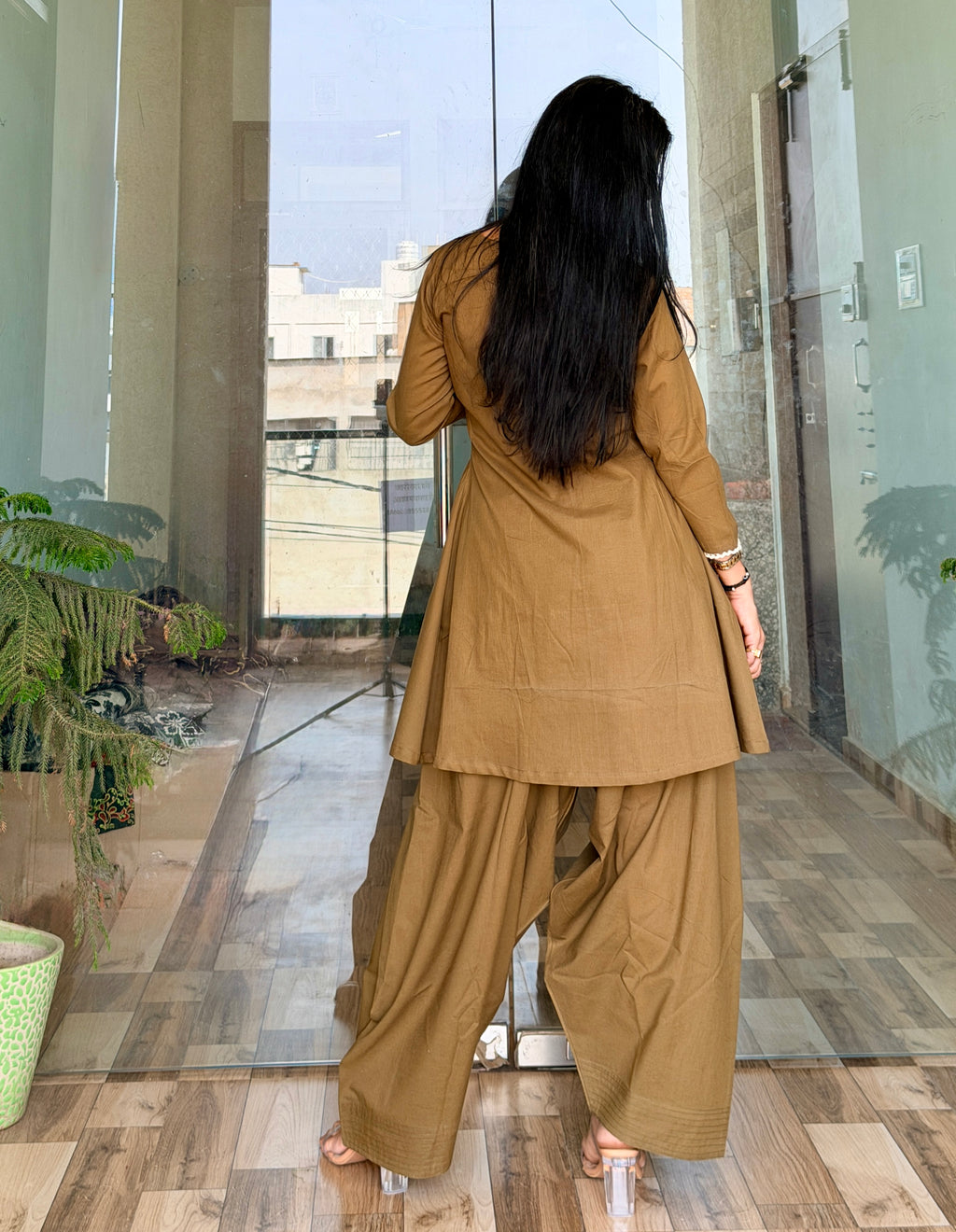 Women’s Solid Kurta with Farshi Salwar Set | Ethnic Kurti Farshi Salwar Style | Comfortable Cotton Kurta Salwar Set for Casual & Festive Wear