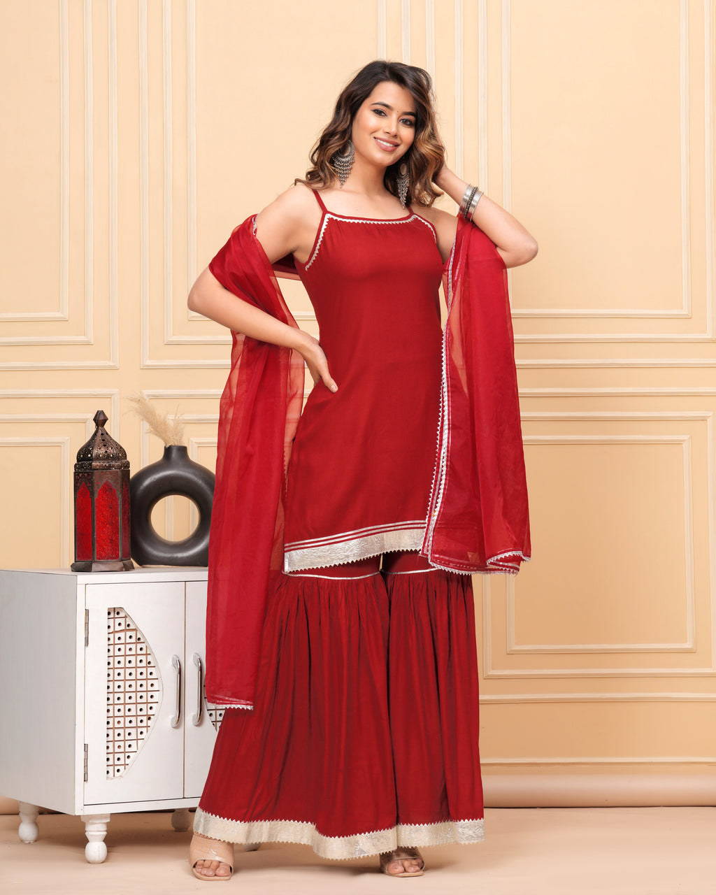 Maroon Kurta & Sharara Set