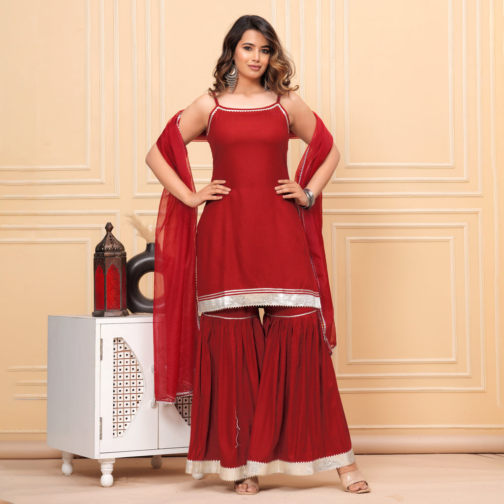 Maroon Kurta & Sharara Set